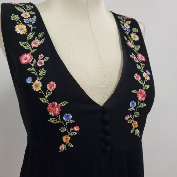 Forever 21 Womens Embroidered Fairy Grunge Babydoll‎ Tank Size XL Black Preppy - Picture 2 of 10